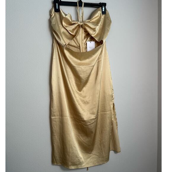 NWT We Wore What Gold Halter Dress Size Large - Picture 11 of 13